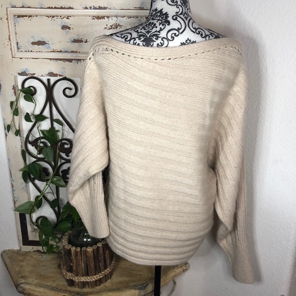 Reiss cream off shoulder cashmere blend sweater - Picture 3 of 8